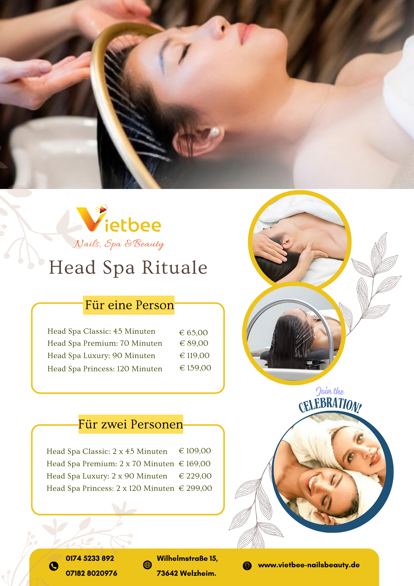 Head Spa Preisliste bei Vietbee